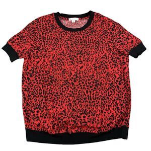 Eliane Rose Blouse Womens XS Red Black Leopard Print Top Mob Wife Glam‎ Y2K Edgy